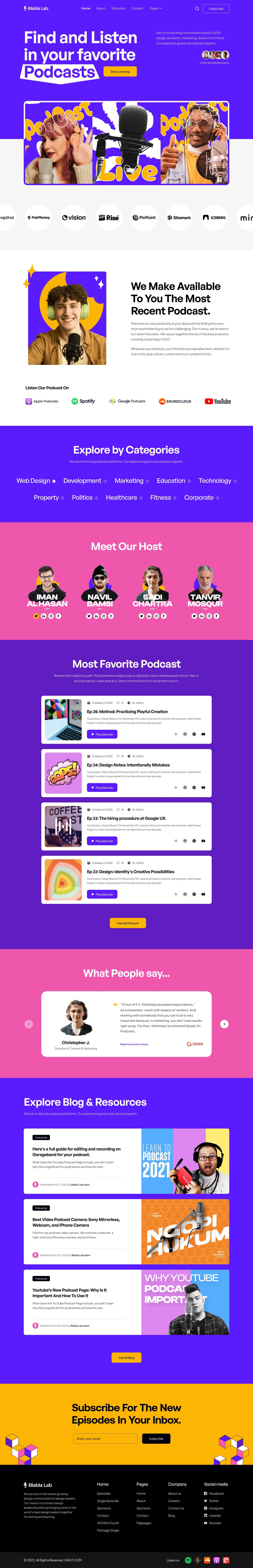 Podcast Website Landing page