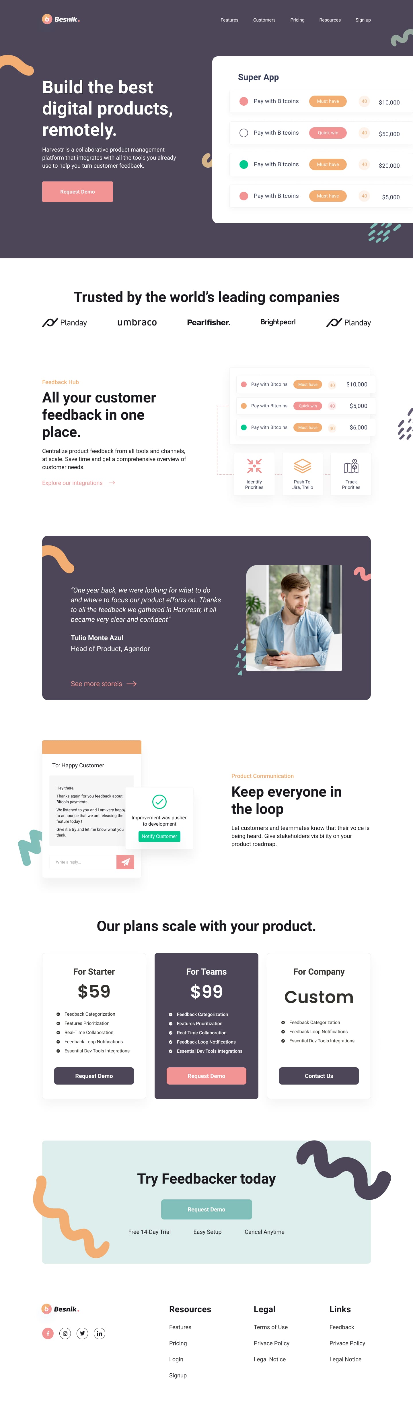 Besnik SaaS Product Website